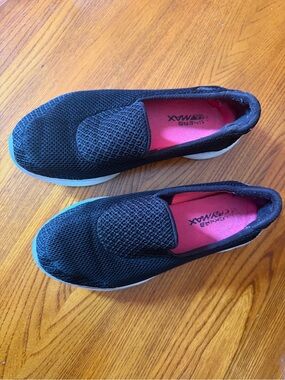 Skechers Women's Black Slip-On Sneakers with Pink Insole